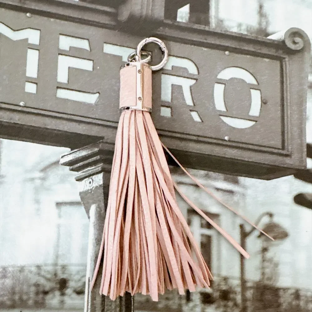 Michael Kors 35H6GKCK2L Blush Pink Large Leather Tassel Bag Charm Keychain NWT